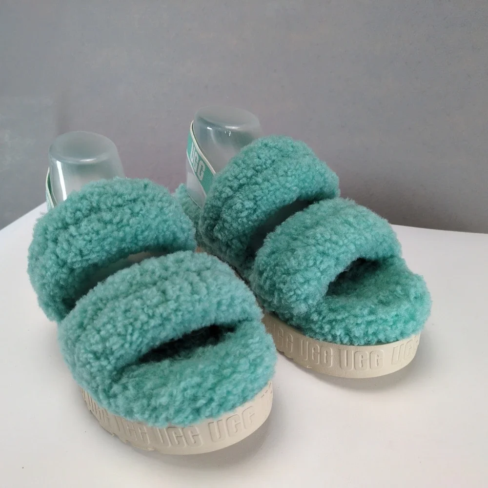UGG Oh Fluffita Splash Blue Teal Shearling 2.5